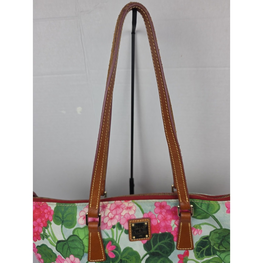 Dooney Bourke Floral Basket Cottage Garden Flowers Large Tote Bag Pink Green - Picture 4 of 13